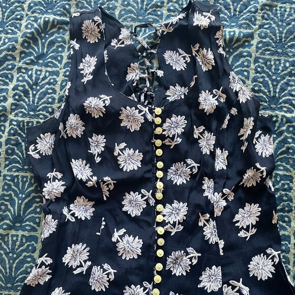 VINTAGE 90s Spengler Sleeveless Lace up Midi Floral Dress in Size XL - Picture 5 of 6